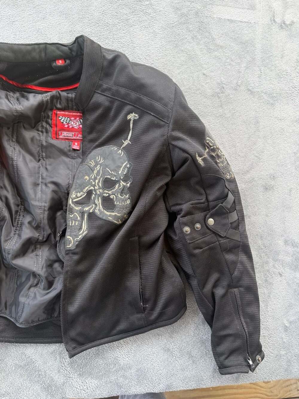 First Racing Men's Skull Embroidered Textile Motorcycle Jacket - Picture 7 of 7
